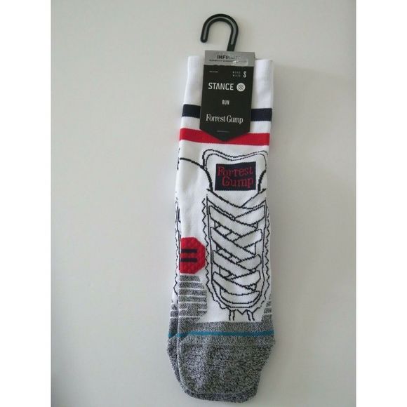 Infiknit Stance Unisex Sz Men 3-5.5 Women 5-7.5 White "Run Forrest Run" Socks - Picture 1 of 8
